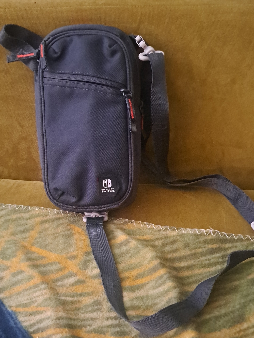 Nintendo Black Crossbody Switch Pouch with Red Accents